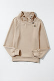 Apricot Asymmetric Buttons Detail High Neck Textured Sweatshirt