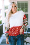 Fiery Red Tie-Dye Leopard Long Sleeve Top