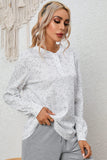 Gray Slouchy?Heather Rib Knit Long Sleeve Henley Top