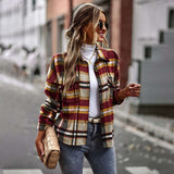 Womens Flannel Shacket Jacket Casual Plaid Wool Blend Button Down Long Sleeve Shirt Fall Clothes Outfits