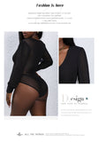 Long Sleeve Mock Turtle Neck Zip Up Bodysuit Shirt