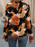 Women's Round Neck Printed Long Sleeve Blouse Shirt Top
