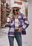 Women Plaid Short Jacket with Pocket