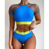 Hoher Taillen-reizvoller Bikini-Patchwork Frauen-Badeazug