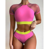 Hoher Taillen-reizvoller Bikini-Patchwork Frauen-Badeazug