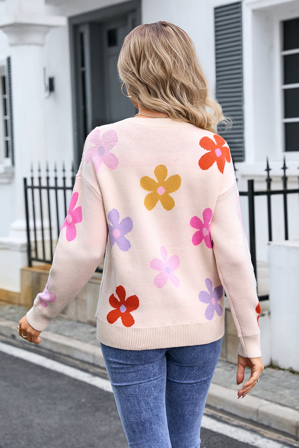 Long Sleeve Sweaters Tops for Women Floral