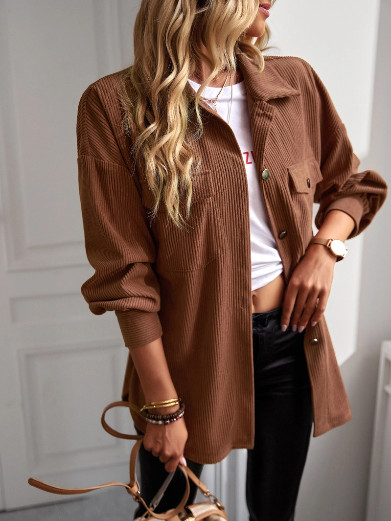Women's Casual Corduroy Shacket Jacket