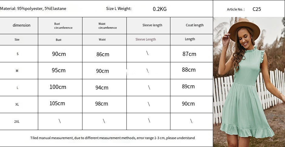 Women's Sleeveless Ruffle Sleeve Round Neck Dress