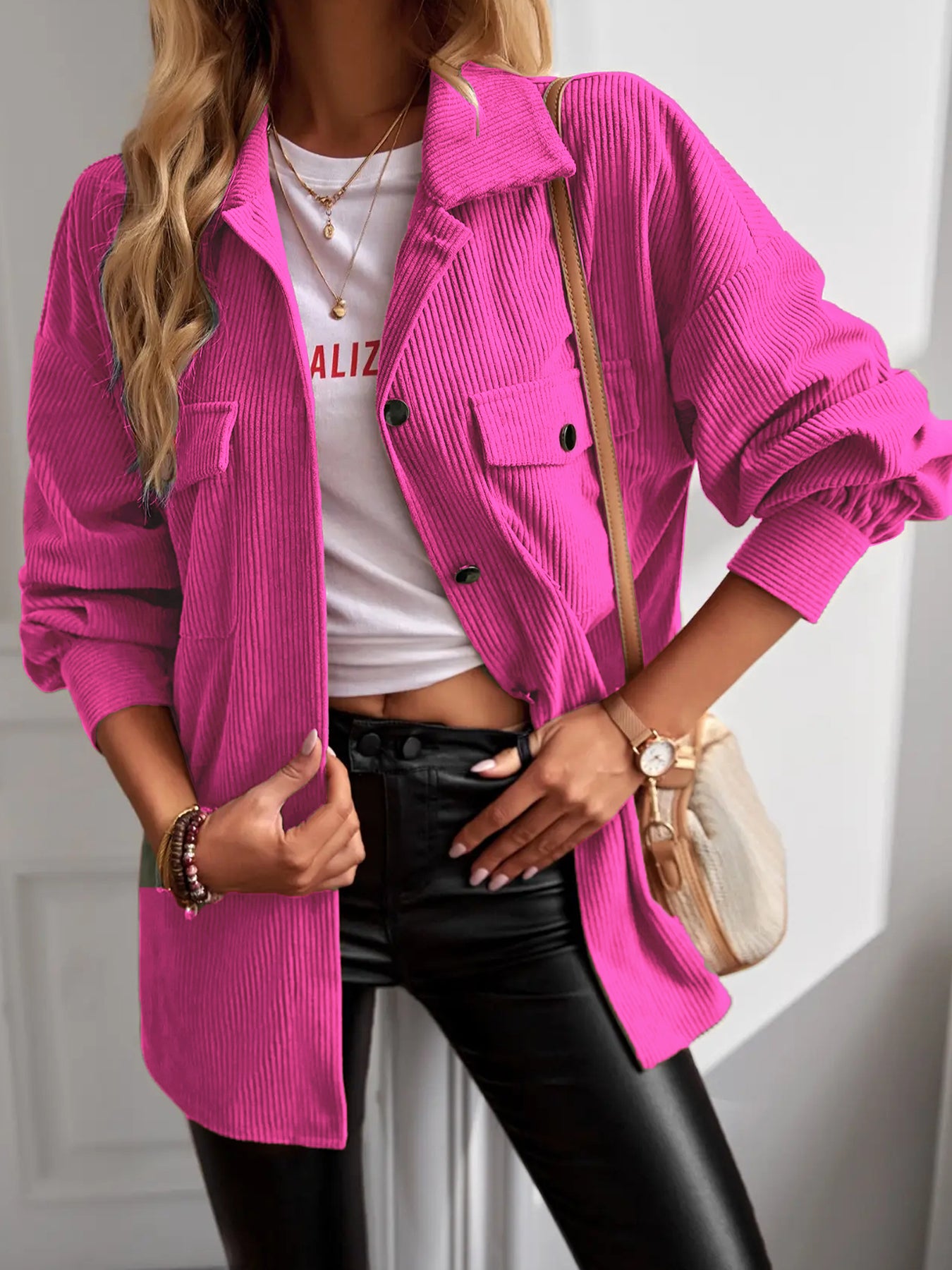 Women's Casual Corduroy Shacket Jacket