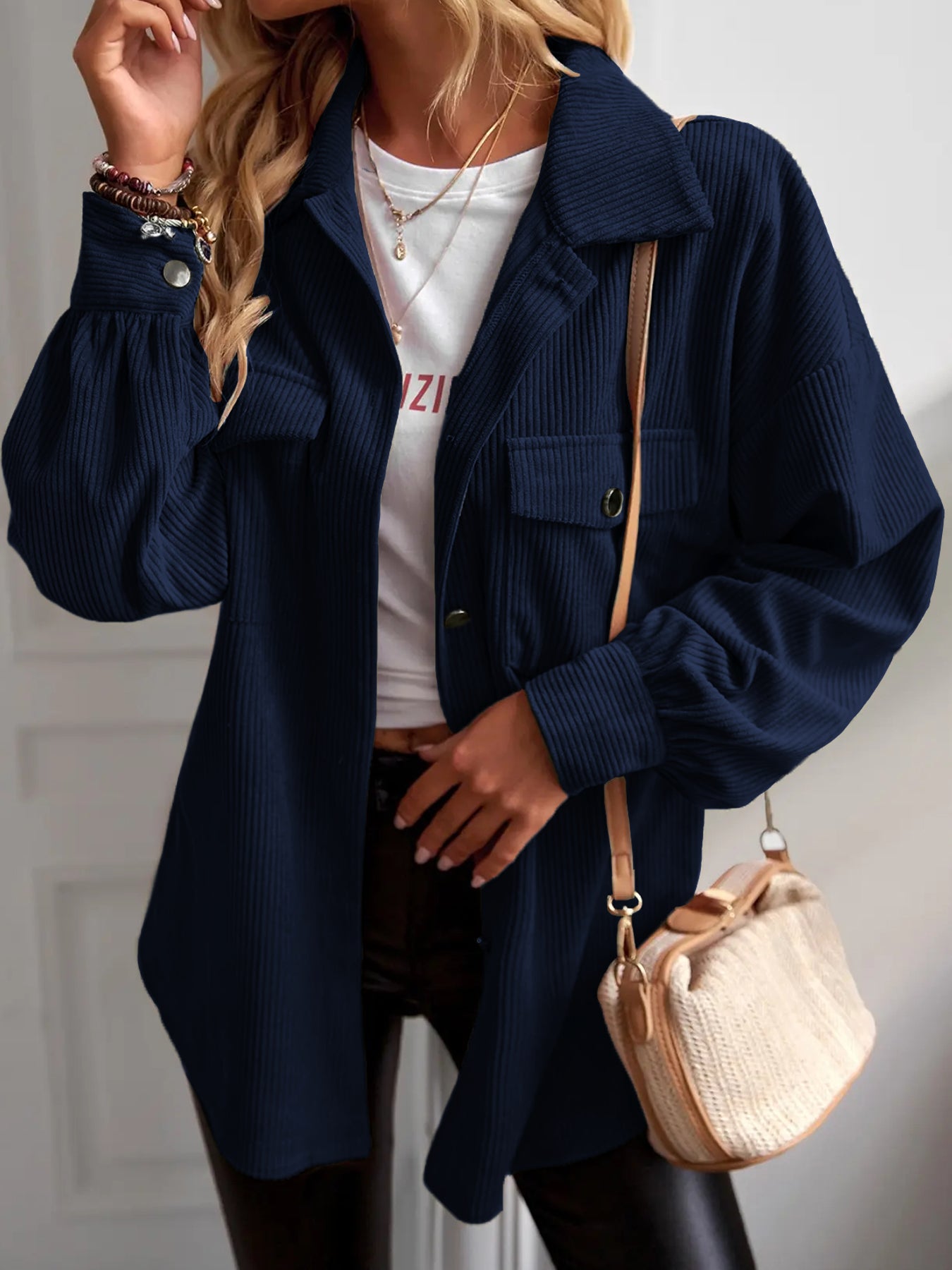 Women's Casual Corduroy Shacket Jacket