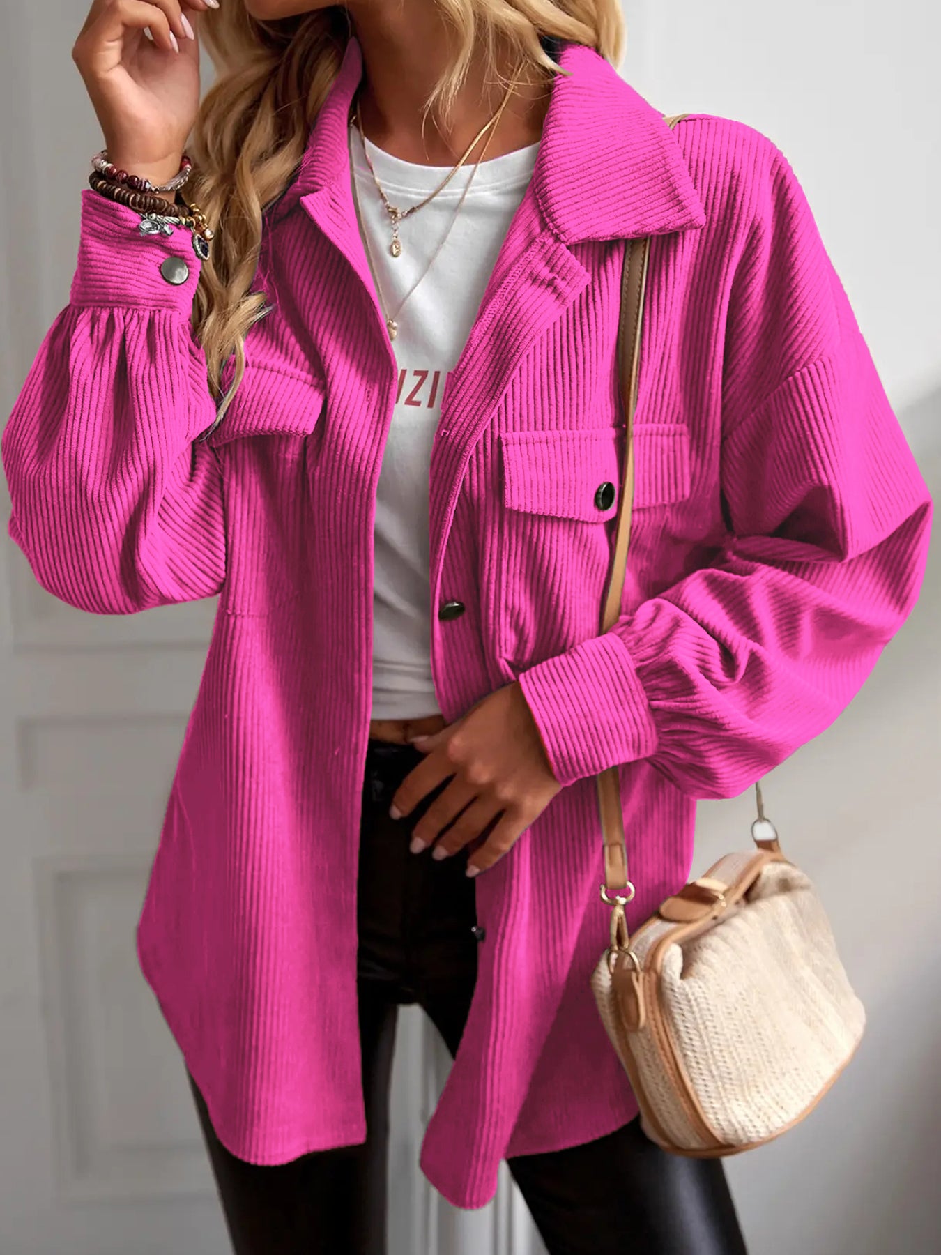 Women's Casual Corduroy Shacket Jacket