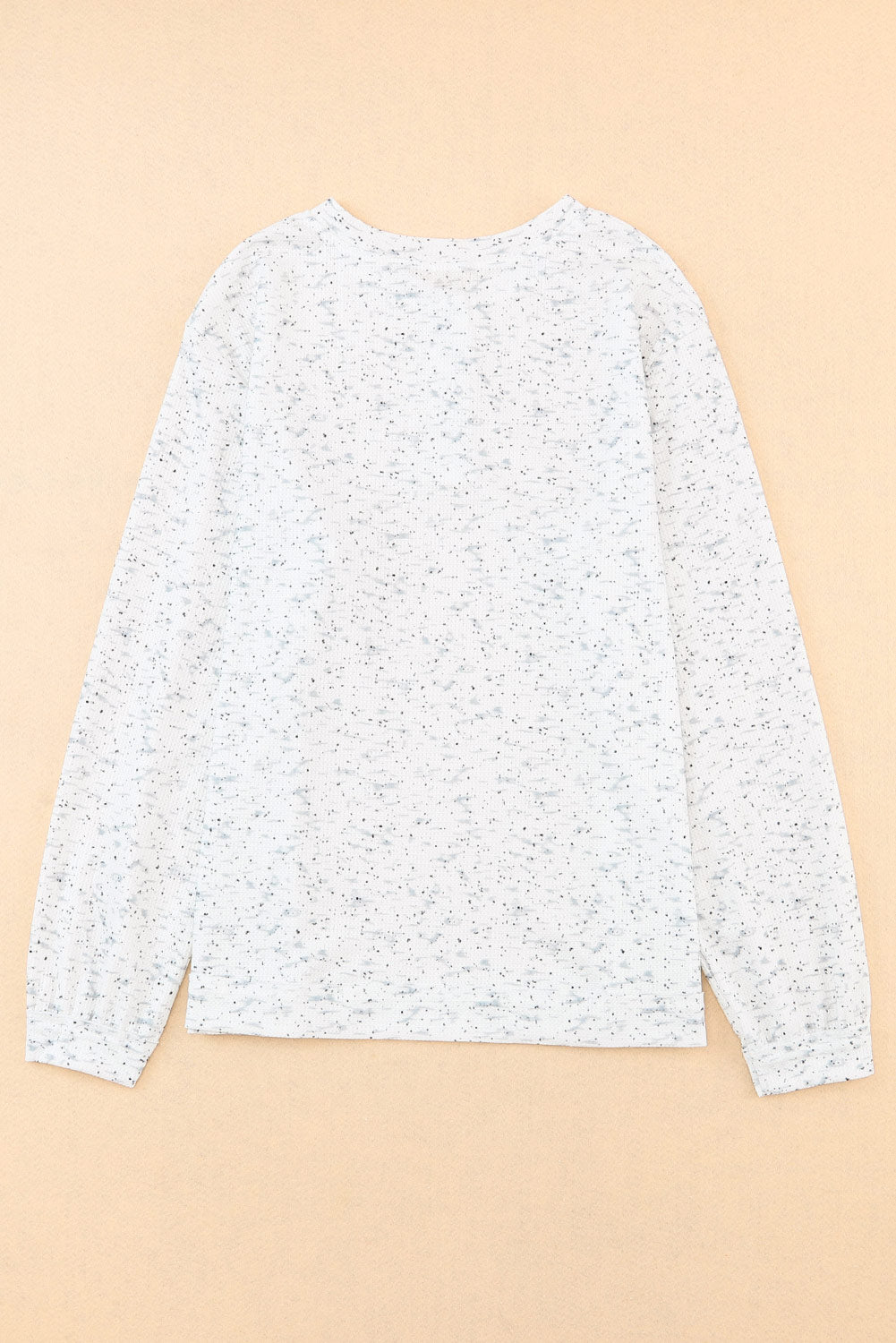 Gray Slouchy?Heather Rib Knit Long Sleeve Henley Top