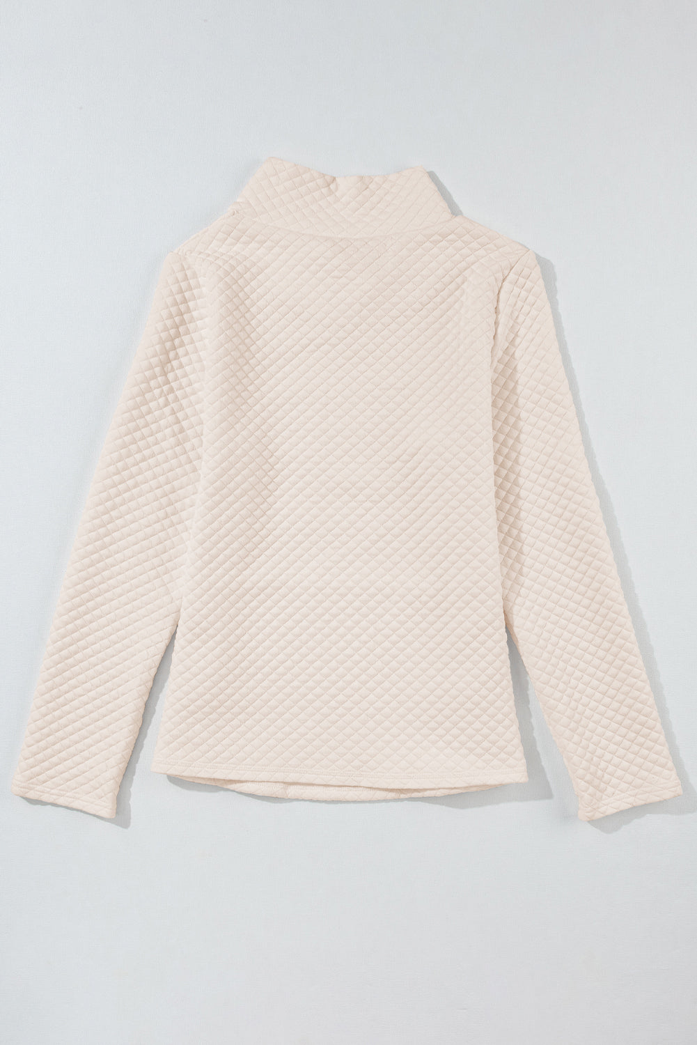 Apricot High Neck Kangaroo Pocket Quilted Sweatshirt