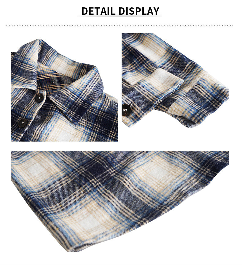 Women's Long Sleeve Button Down Jackets Plaid Flannel Shirts Tops Casual Lapel V Neck Oversized Shackets Blouses Top