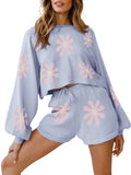Women's Clothing Long-sleeved Sweater Shorts Loungewear Little Daisy Two-piece Set