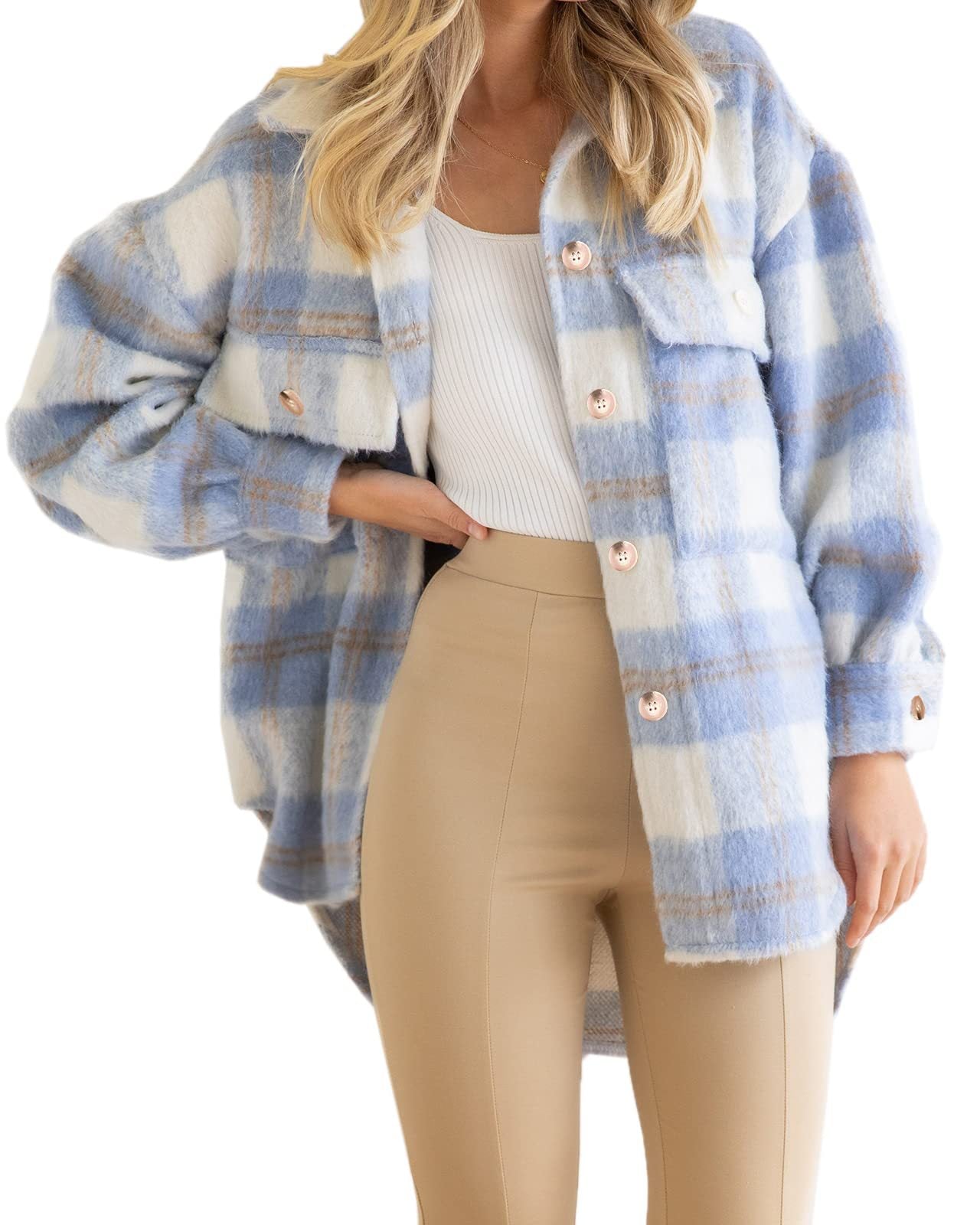 Women Plaid Hoodies Jacket Oversized with Pocket
