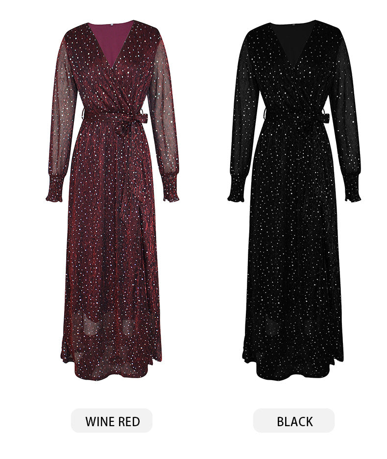 Women's Floral Print Chiffon Dress Long Sleeves