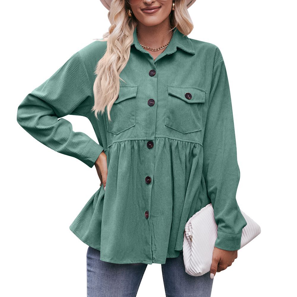 Women Babydoll Corduroy Jacket Oversized with Pocket
