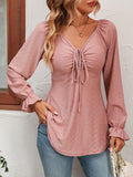 Women's V-neck Drawstring Waist Sexy Blouse Shirt Top
