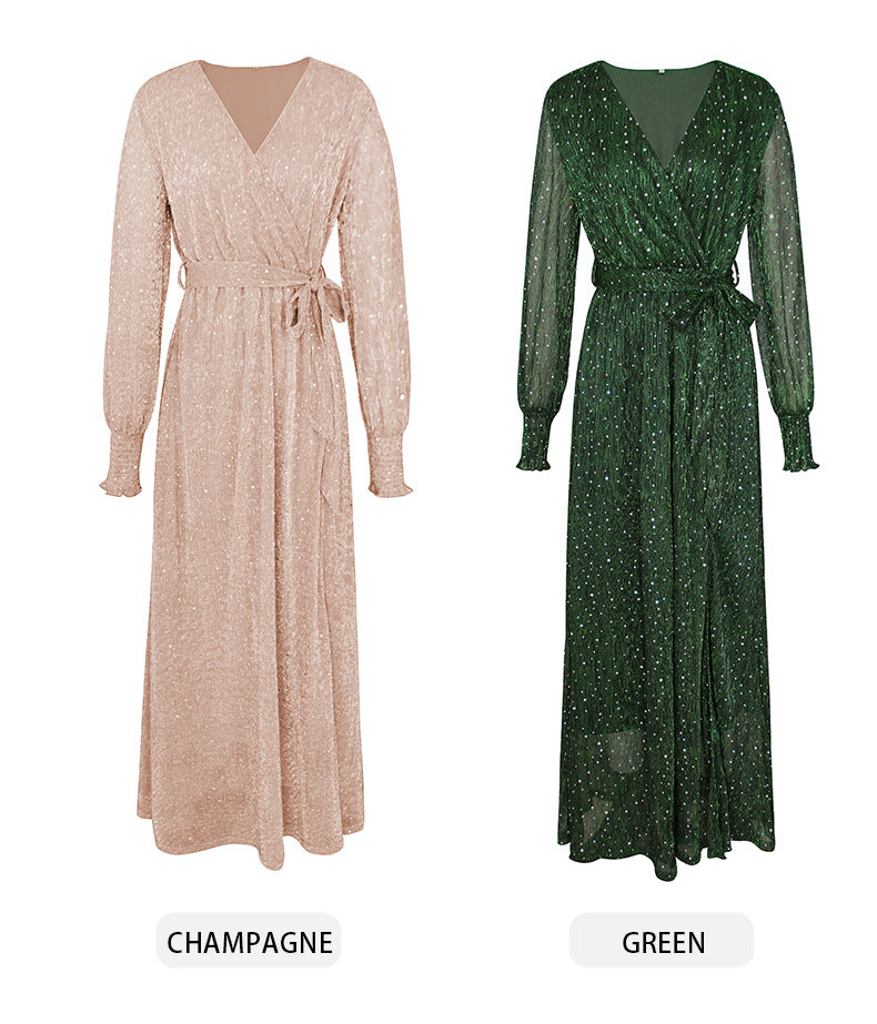 Women's Floral Print Chiffon Dress Long Sleeves