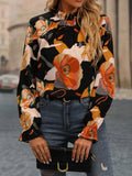 Women's Round Neck Printed Long Sleeve  Blouse Shirt Top