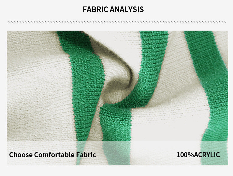 Women's knitted striped sweater lapel casual top