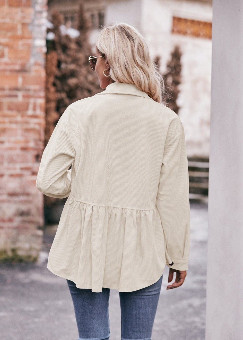 Women Babydoll Corduroy Jacket Oversized with Pocket