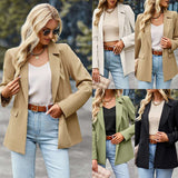 Women's casual suit outer sleeve buttons lapel jacket