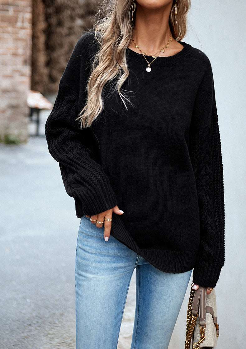 Parchment Chunky Knit Sleeve Drop Shoulder Sweater
