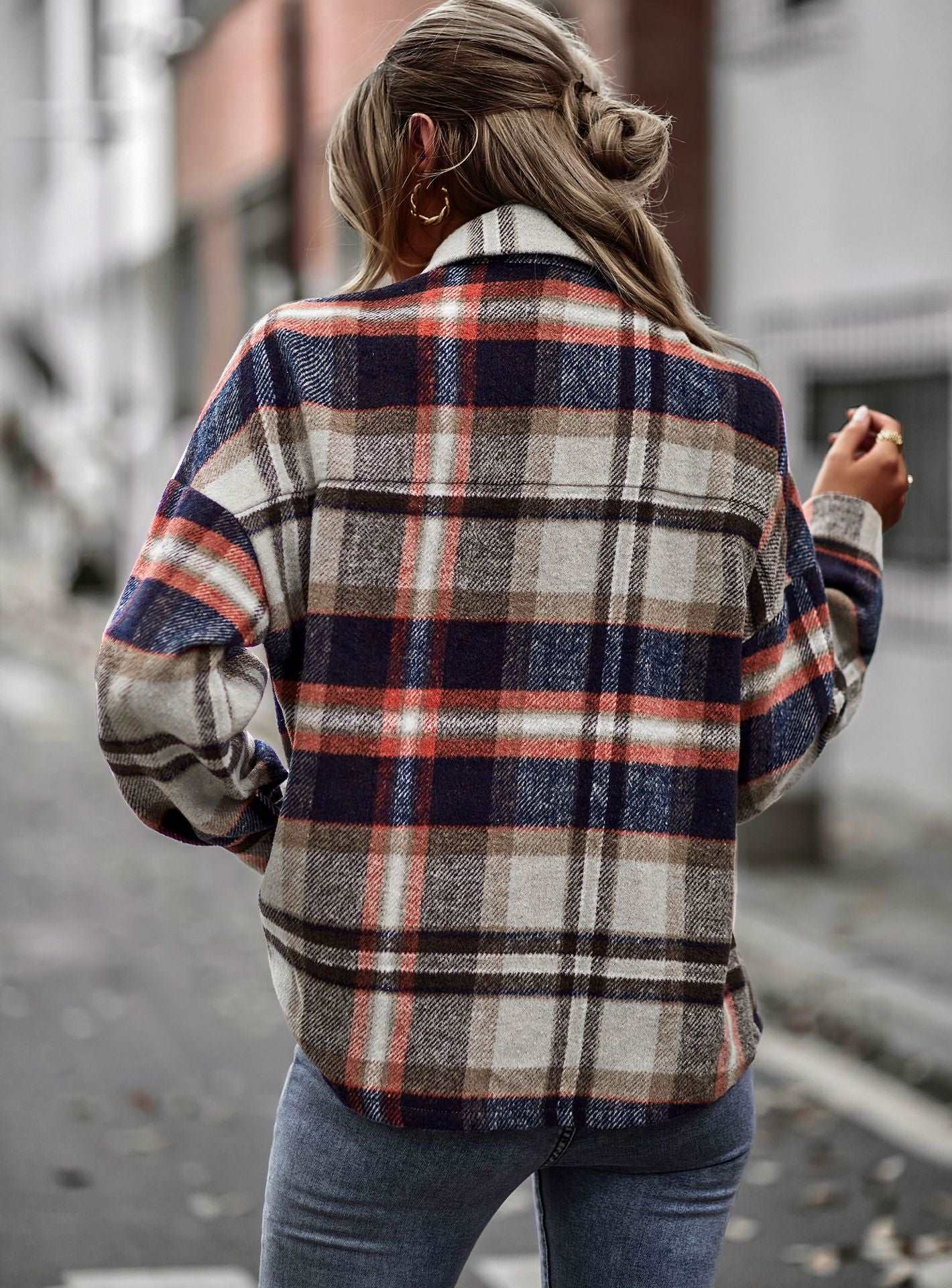 Womens Flannel Shacket Jacket Casual Plaid Wool Blend Button Down Long Sleeve Shirt Fall Clothes Outfits