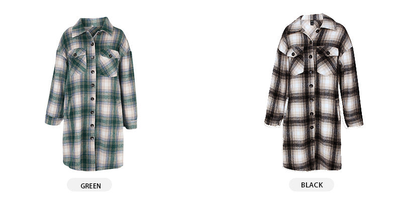 Women's Long Sleeve Button Down Jackets Plaid Flannel Shirts Tops Casual Lapel V Neck Oversized Shackets Blouses Top