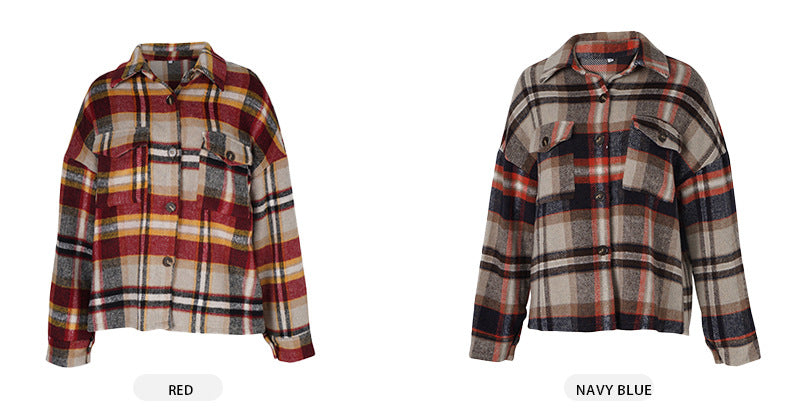 Womens Flannel Shacket Jacket Casual Plaid Wool Blend Button Down Long Sleeve Shirt Fall Clothes Outfits