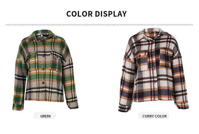 Womens Flannel Shacket Jacket Casual Plaid Wool Blend Button Down Long Sleeve Shirt Fall Clothes Outfits
