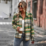 Womens Flannel Shacket Jacket Casual Plaid Wool Blend Button Down Long Sleeve Shirt Fall Clothes Outfits
