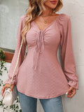 Women's V-neck Drawstring Waist Sexy Blouse Shirt Top