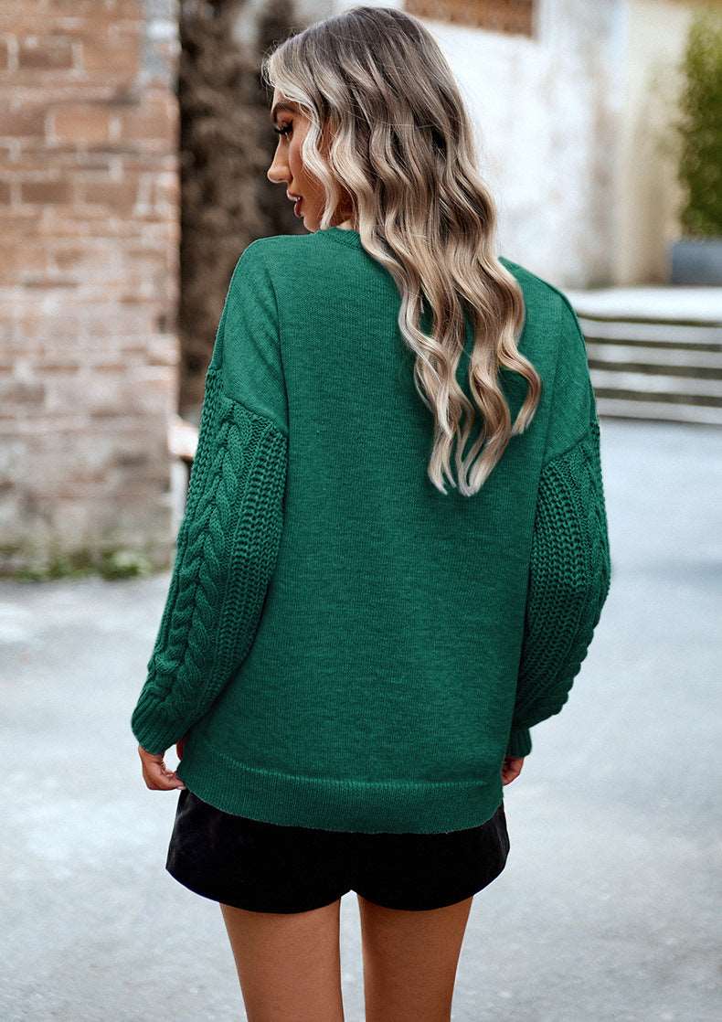 Parchment Chunky Knit Sleeve Drop Shoulder Sweater