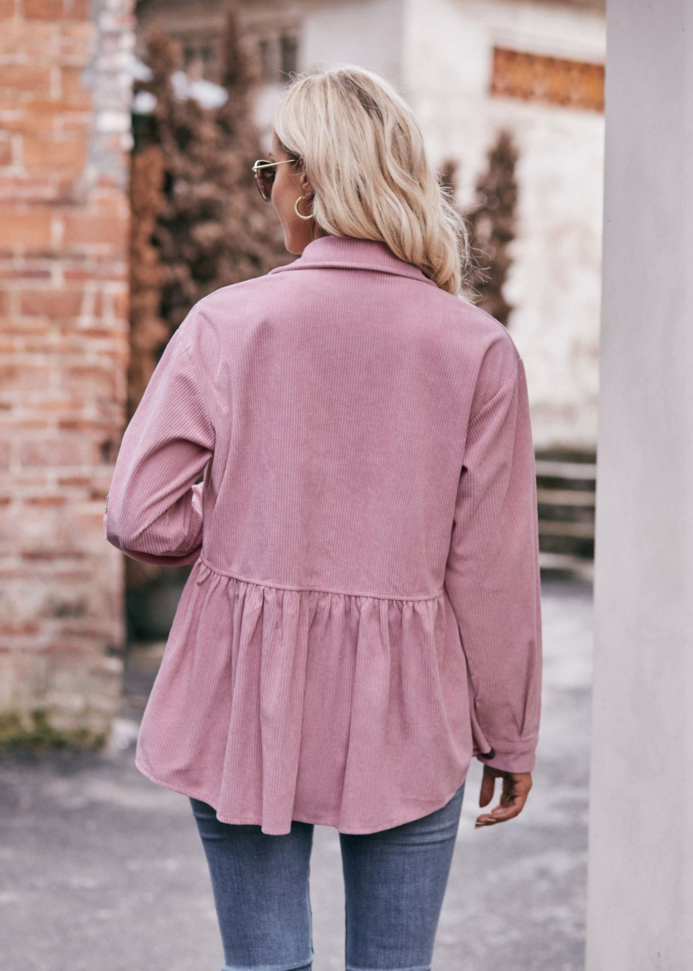 Women Babydoll Corduroy Jacket Oversized with Pocket