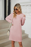 Womens Crewneck Short Sleeve Ribbed Dress
