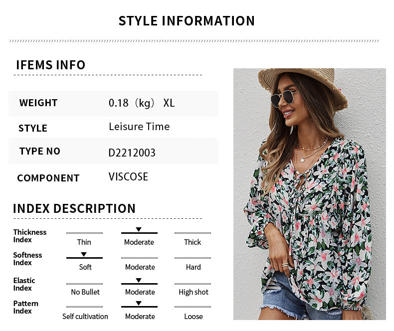 Womens Fall Fashion  Boho Tops Casual Frill Trim Mock Neck Shirts Puff Long Sleeve Blouse Floral Print Top