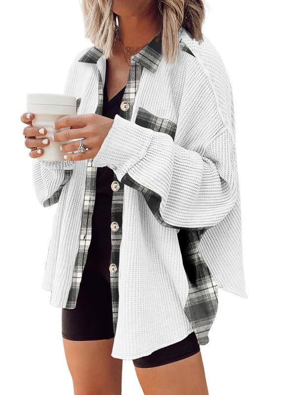 Women Waffle Knit Hoodies Fall Jacket Oversized with Pocket