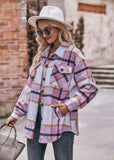 Women's Fall and Winter New Cross-border Women's Plaid Jacket Casual Loose Pocket Shirt