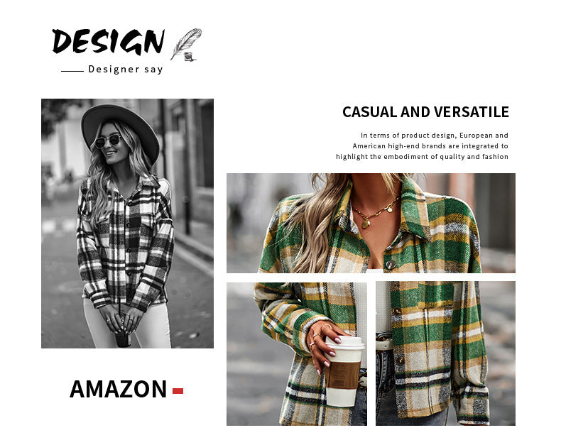 Womens Flannel Shacket Jacket Casual Plaid Wool Blend Button Down Long Sleeve Shirt Fall Clothes Outfits