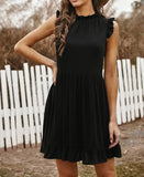 Women's Sleeveless Ruffle Sleeve Round Neck Dress