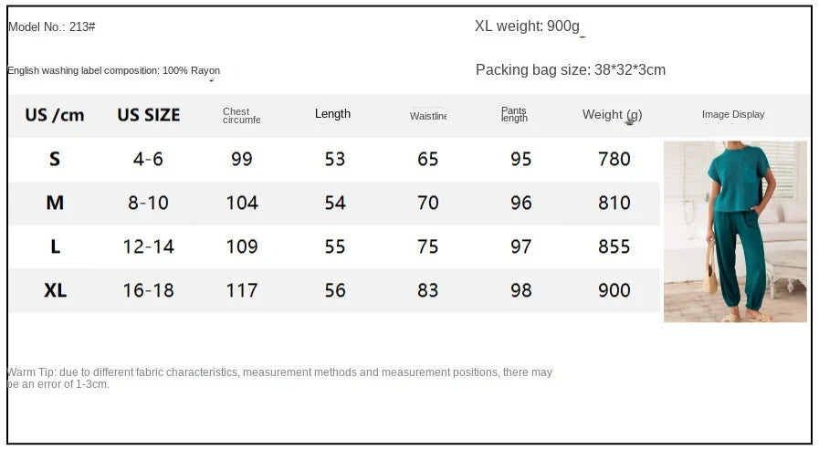 Women Short Sleeve Two Piece Solid Color Casual Waffle Loung