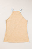 Light French Beige Geometric Color Block Sleeveless Top