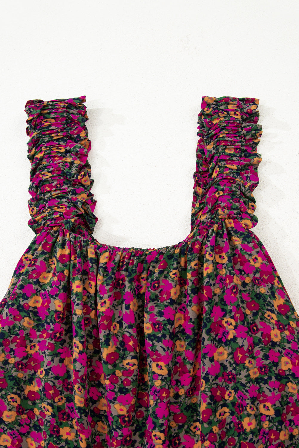Rose Boho Frilled Straps Floral Tank Top