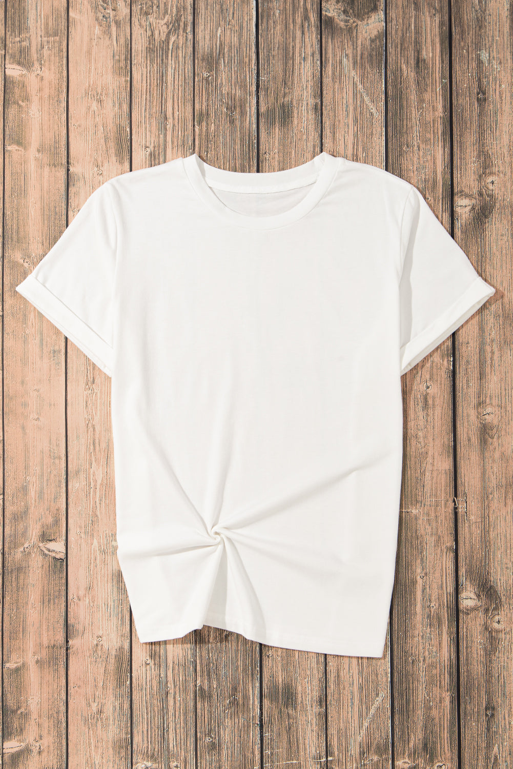 White Casual Plain Crew Neck Tee