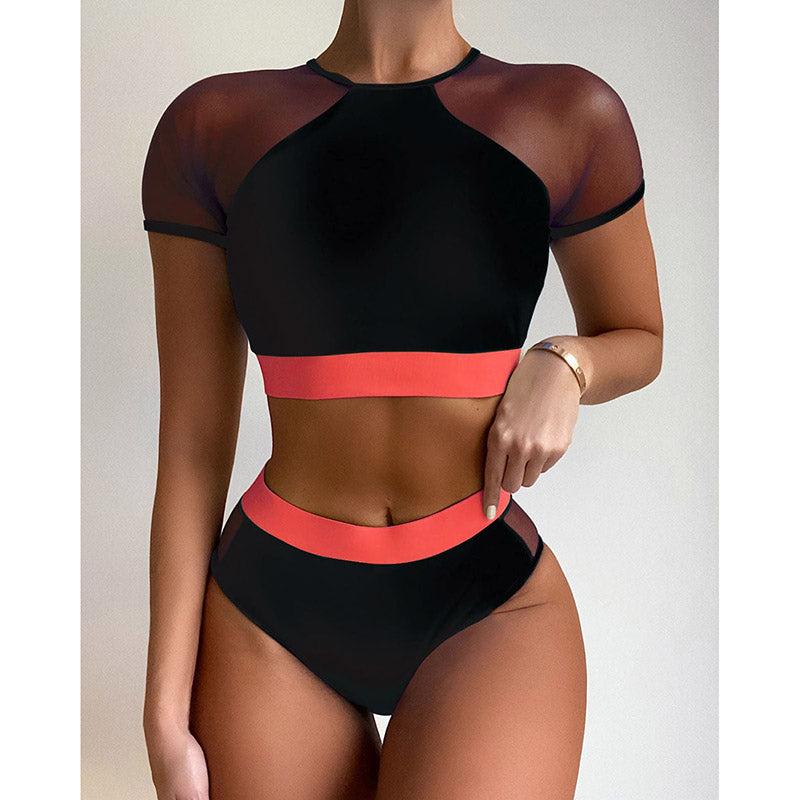 Hoher Taillen-reizvoller Bikini-Patchwork Frauen-Badeazug