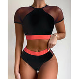 Hoher Taillen-reizvoller Bikini-Patchwork Frauen-Badeazug