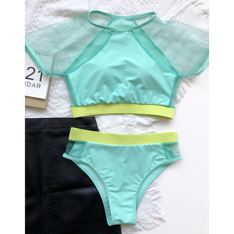 Hoher Taillen-reizvoller Bikini-Patchwork Frauen-Badeazug